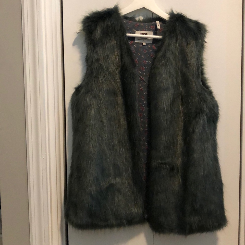 Sage green faux fur vest